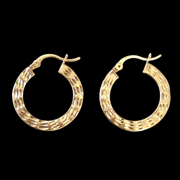 Vintage 14k gold 21mm Hoop Earrings - Picture 2 of 16